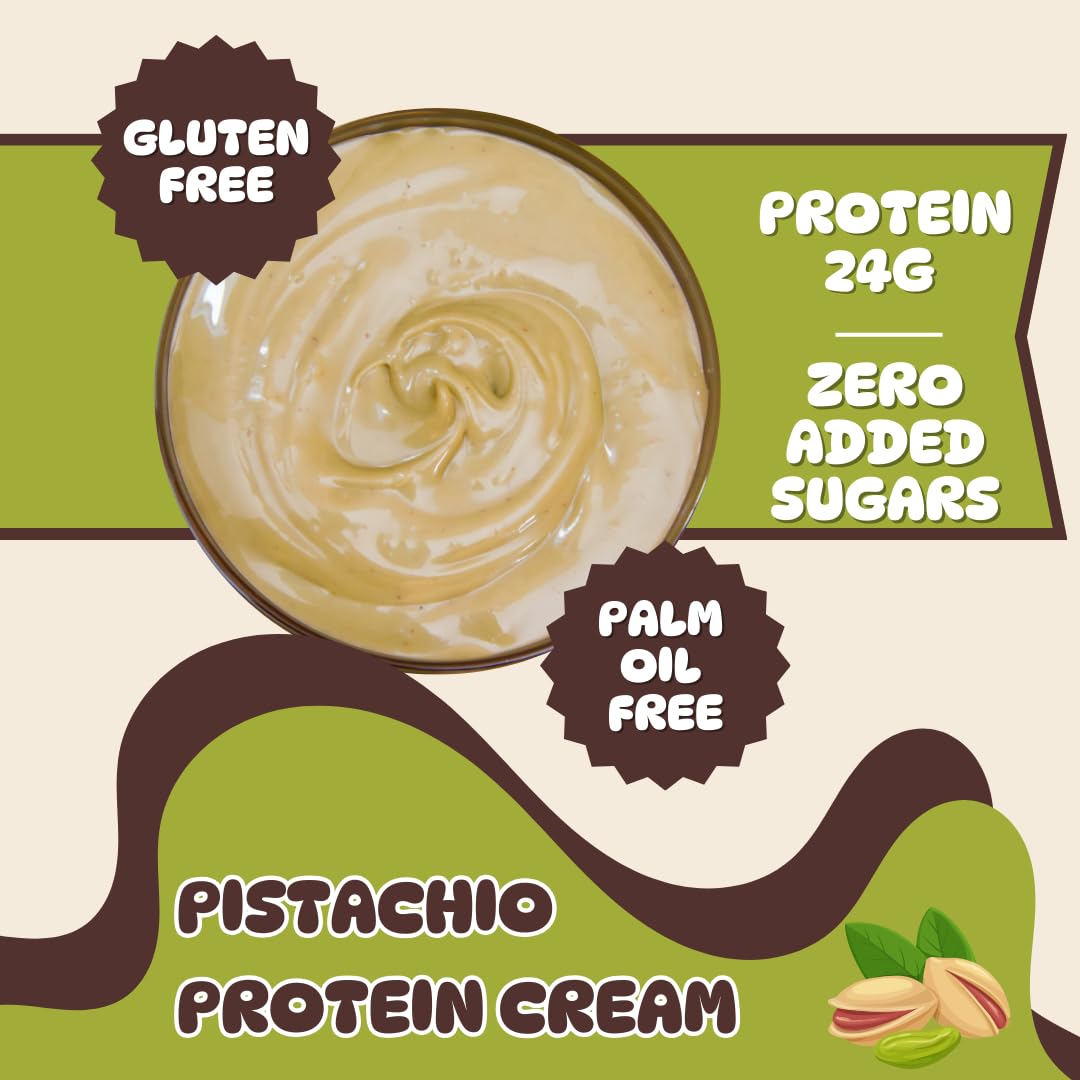 Alma Gourmet Italian Pistachio Protein Cream Spread - High Protein, Zero Added Sugar, Gluten Free - Smooth & Velvety Texture - Ideal for Breakfast