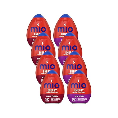 Mio Energy Liquid Water Enhancer Variety Pack - Includes 4 Acai Berry Storm & 4 Black Cherry, Caffeinated - 8 Pack