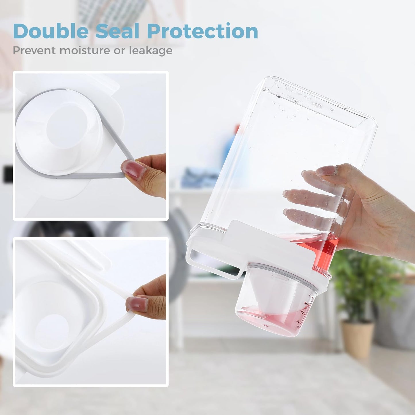 3 PCS Liquid Laundry Detergent Dispensers, 61oz Laundry Bead Dispenser, Clear Airtight Fabric Softener Container, Liquid Detergent Box for Laundry