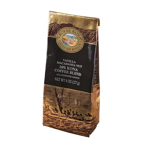 Royal Kona - Vanilla Macadamia Nut - 10% Kona Coffee Blend - All Purpose Grind -2 Bags - 8 Oz. Bag each #w2