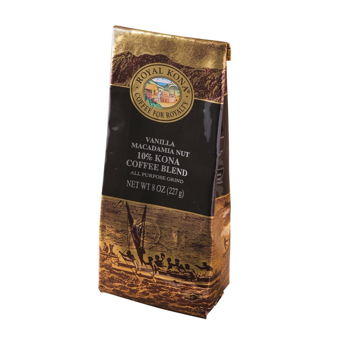 Royal Kona - Vanilla Macadamia Nut - 10% Kona Coffee Blend - All Purpose Grind -2 Bags - 8 Oz. Bag each #w2