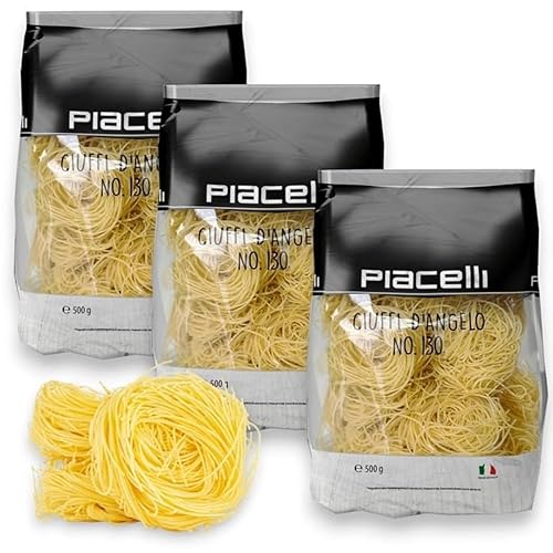 Piacelli Angel Tufts Pasta- Angel Pasta Made from Durum Wheat With Rich Taste & Silky Texture- Protein Noodles for Nutritious Italian Meals- Healthy