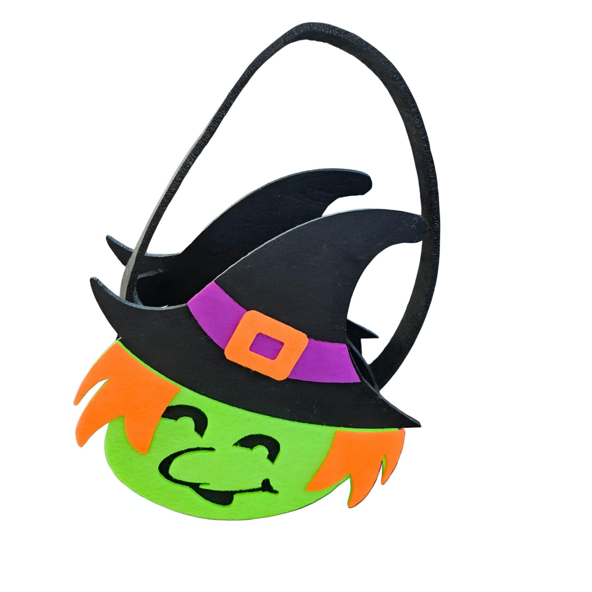 HUBZ Halloween Felt Trick or Treat Baskets, 6 Pack, Pumpkin, Witch, Pirate Themes, 5.5 x 3 x 6.7 in