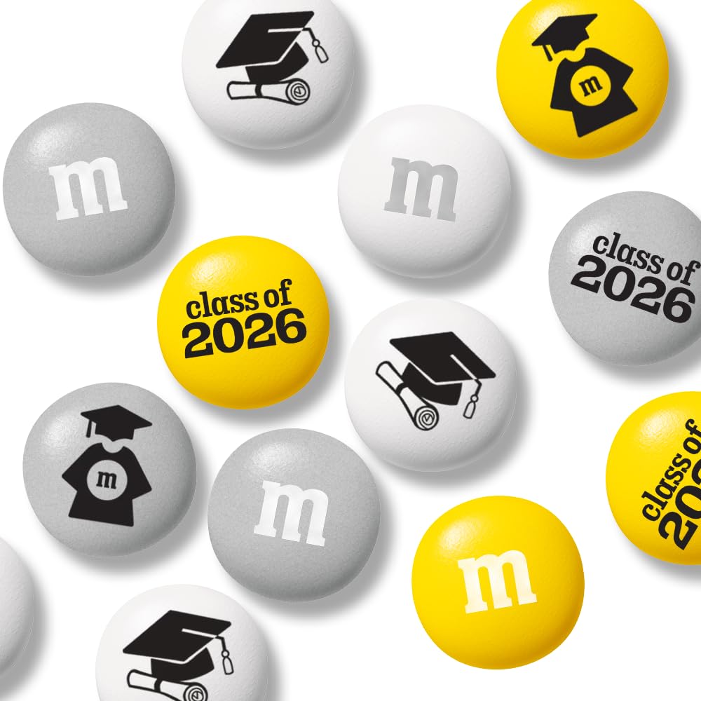 M&M'S Graduation Chocolate Party Favors Set, 30-Count 0.75oz Packs, Class of 2026 M&M'S® Candies with Graduation Hat and Diploma Prints, Grad Party