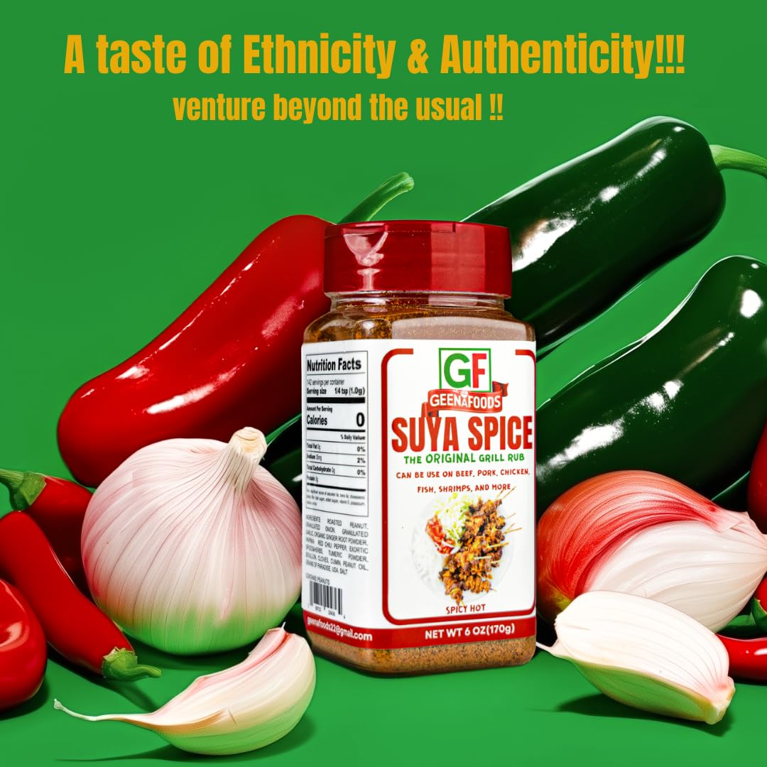 Geenafoods Suya pepper, African( Nigerian & Ghanaian)-Inspired Seasoning pepper Blend for Beef and Steak Grilling . HerbMix with a Unique Spicy Sweet