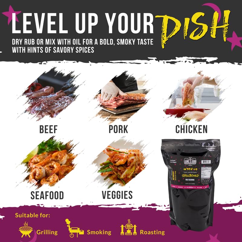 Lane's Spellbound Pork Rub Seasoning, All-Natural BBQ Seasoning Rib Rub, Premium Butt Rub Seasoning & Sweet BBQ Rubs for Smoking, Made in USA, 2 Lbs
