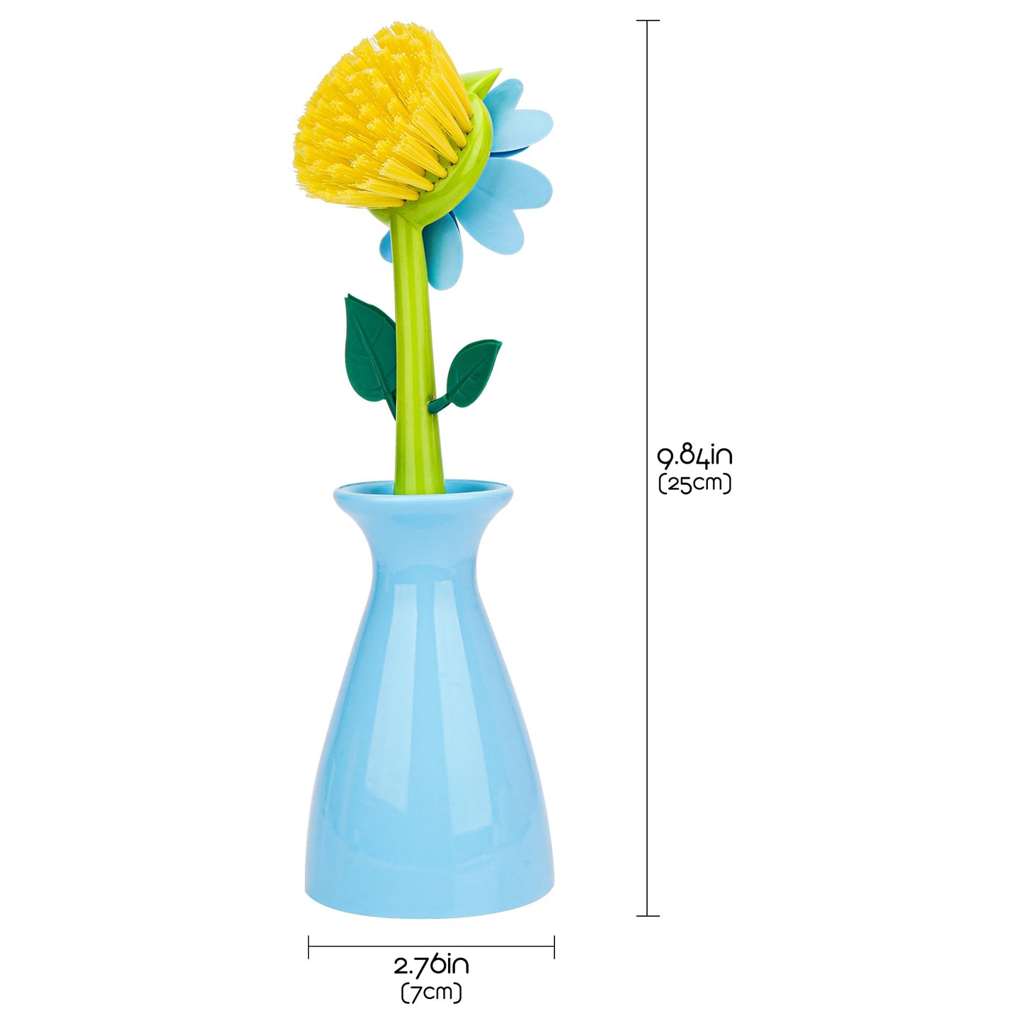 Biiange Long Handle Flower Pot Brush, Florganic Dish Brush with Vase, Long Handle Dish Brushs Kitchen, for Cleaning Pot Pan Sink Kitchen Supplies