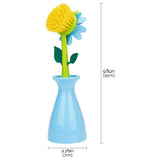 Biiange Long Handle Flower Pot Brush, Florganic Dish Brush with Vase, Long Handle Dish Brushs Kitchen, for Cleaning Pot Pan Sink Kitchen Supplies