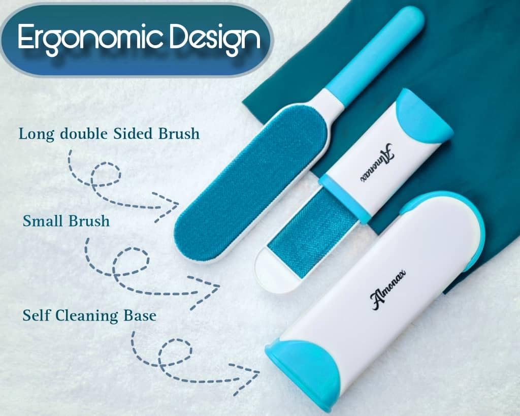 Almonax Pet Hair Removal Tool, Lint Remover Brush, Dog Hair Remover, Clothes, Couches, Furniture Lint Brush, Double-Sided Brush with Self-Cleaning