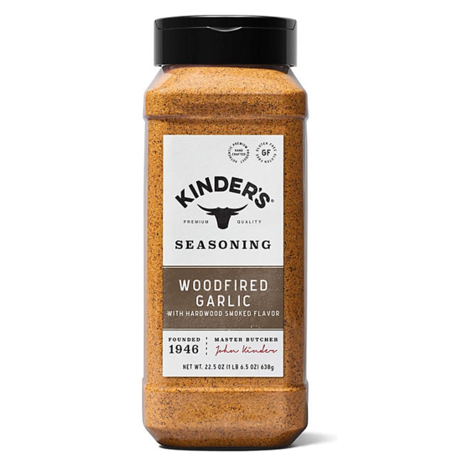 Kinder Woodfired Garlic Seasoning with Hardwood Smoked Flavor, 22.5 oz - Premium BBQ Rub & Grilling Spices for Steak, Chicken, Pork, and Vegetables