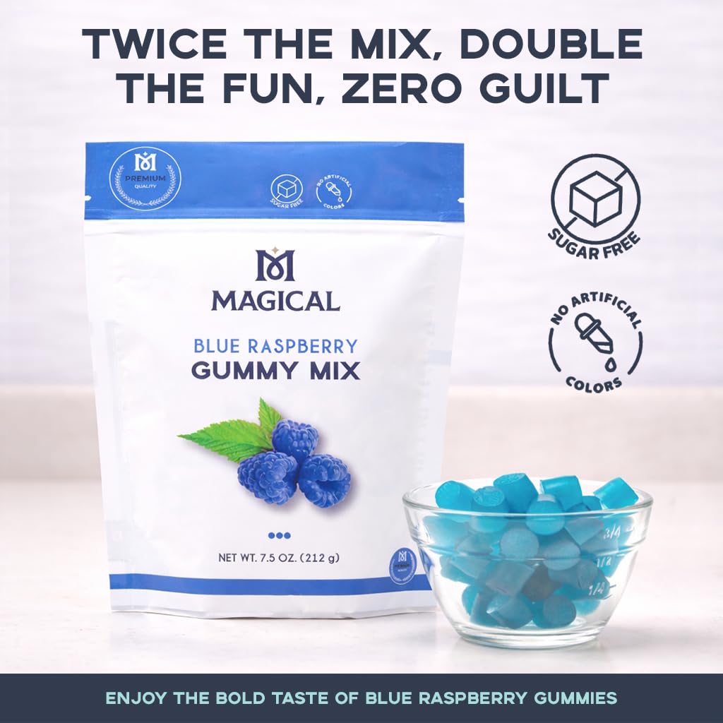Magical Butter Premium Blue Raspberry Gummy Mix 2-Pack - Organic Sugar-Free Gelatin Powder | 2x 7.5 oz, Makes ~60 Gummies