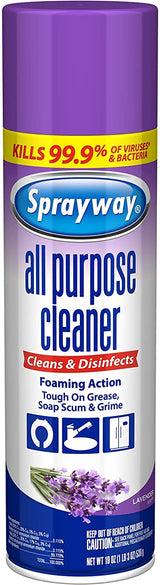 Sprayway Foaming Action All Purpose Cleaner and Disinfectant, Lavender Scent, 19 oz.,SW5013R