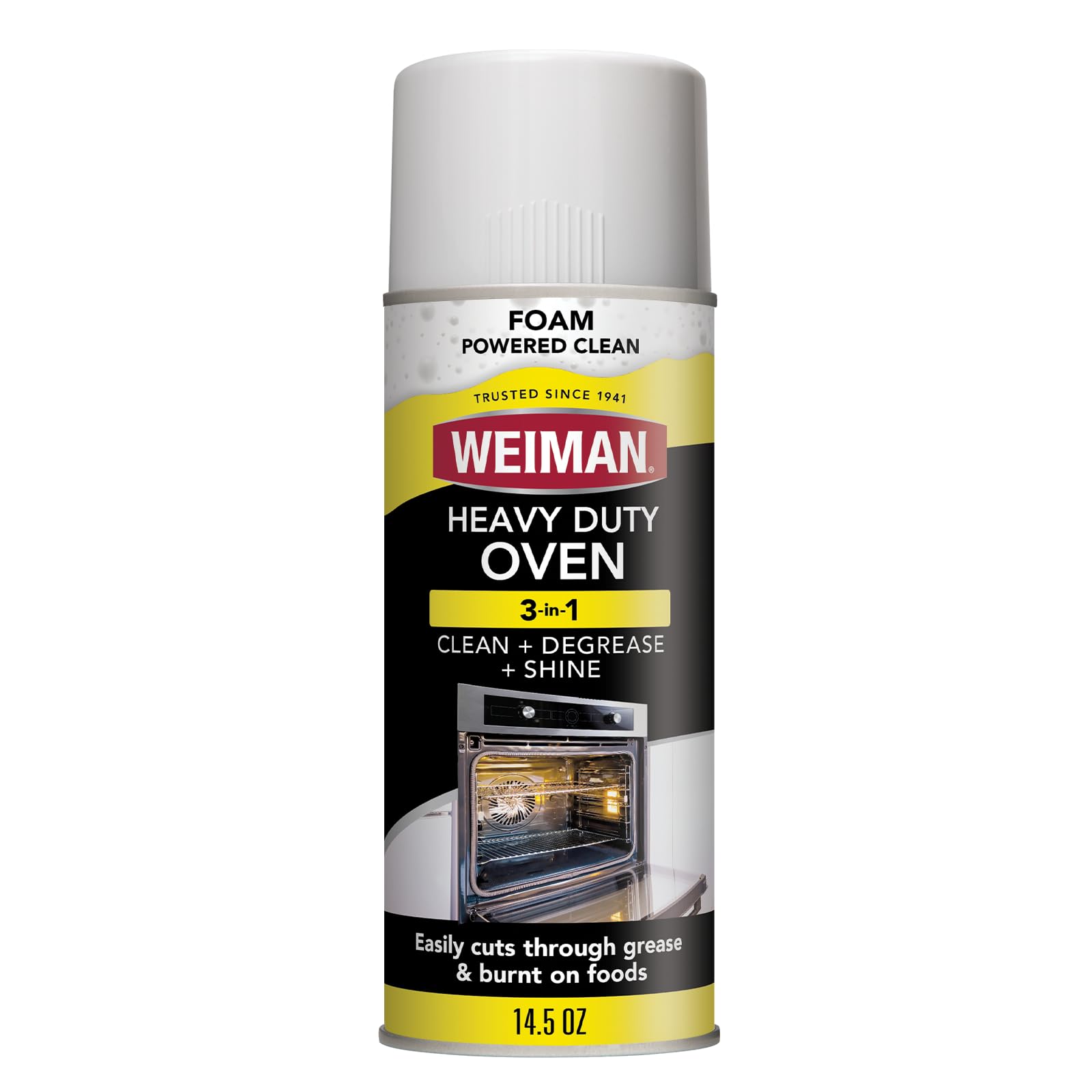 Weiman Heavy Duty Foaming Oven Cleaner & Degreaser, Removes Burnt-On Grease, Food Residue from Ovens, Grills, Broiler Pans, Phosphate Free, 14.5 oz
