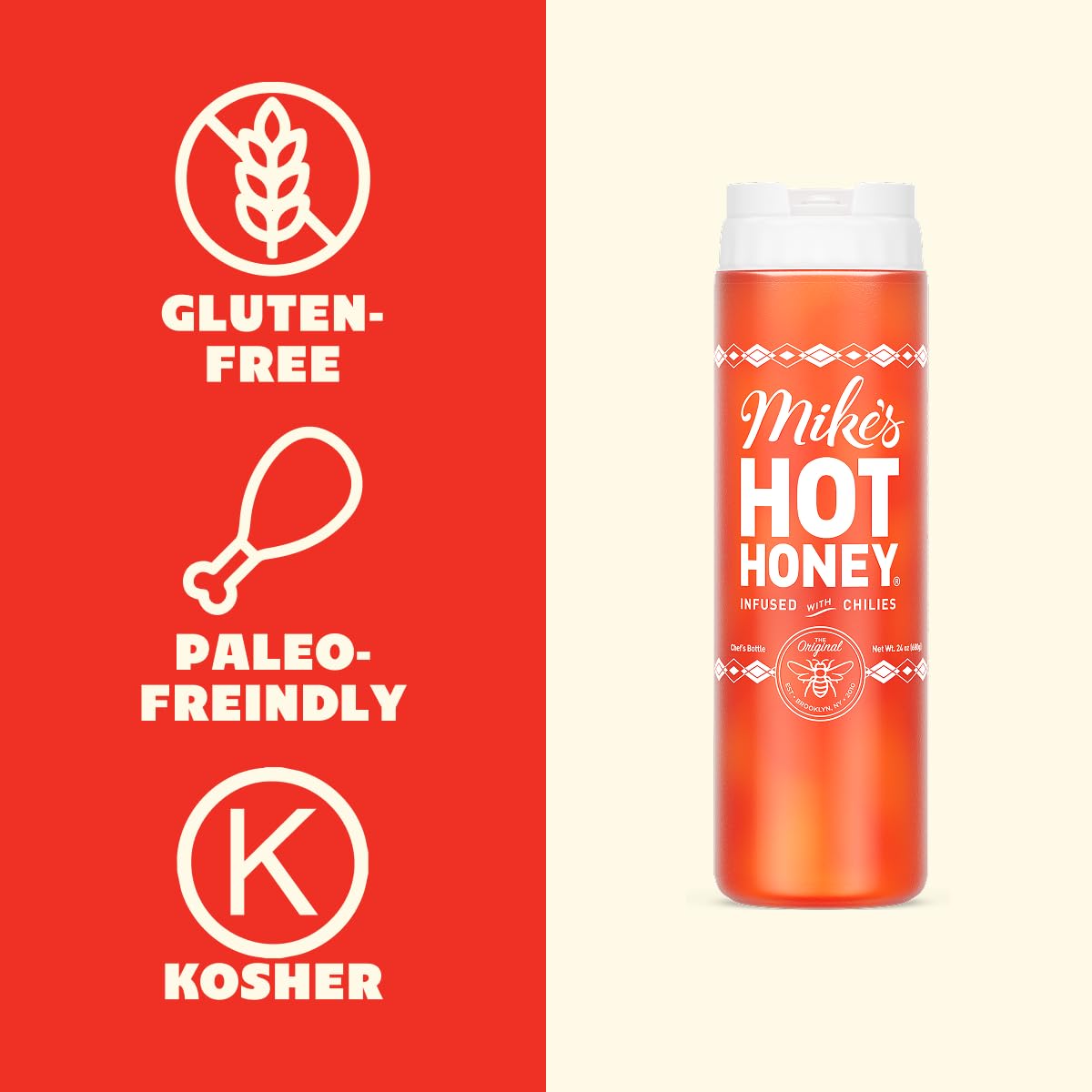 Mike's Hot Honey, America's #1 Brand of Hot Honey, Spicy Honey Infused with Chili Peppers, Gluten-Free, Paleo-Friendly, Sweet Heat, Perfect for Hot