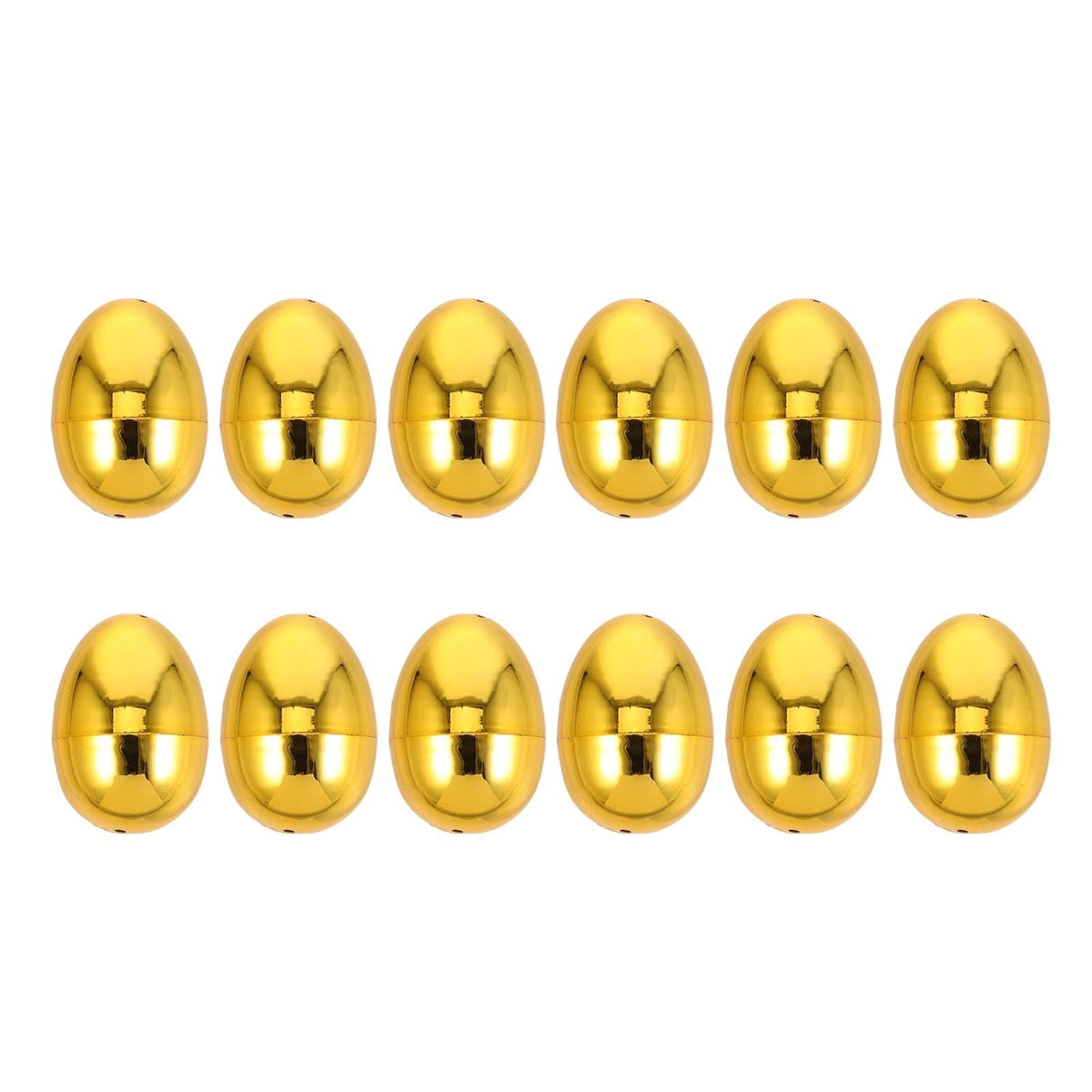 shamjina 12 Pieces Fillable Easter Eggs Ornaments Empty Multifunctional Golden Eggs for Bag Fillers Easter Decoration Children, M