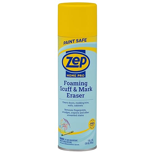 Zep Home Pro Foaming Scuff & Mark Eraser, Paint Safe Surface Cleaner, 18 oz, for Doors, Walls, Molding, Cabinets, Removes Fingerprints, Smudges