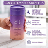Vital Purple High Flavonal 100% Raw Cocoa Energy Nibs - 900mg Flavanols, Purple Cacao, Unroasted & Unfermented - Clean Fuel for Performance & Recovery (10 oz)
