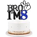 Bro I'm 8 Cake Topper- 8th Birthday Cake Picks, Officially Teenager Cake Topper, Boy 8th Birthday Cake Decorations - 8 Years Old - Big Brother 8th