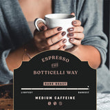 Botticelli Espresso Blend Ground CoffeeUSDA Organic, Medium Caffeine, Dark Roast 8.8oz