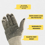 PackagingSuppliesByMail PSBM PVC Dot Gloves Single Side Work Safety Dotted Industrial Non-Disposable Glove Men's Size - Large 2 Dozens