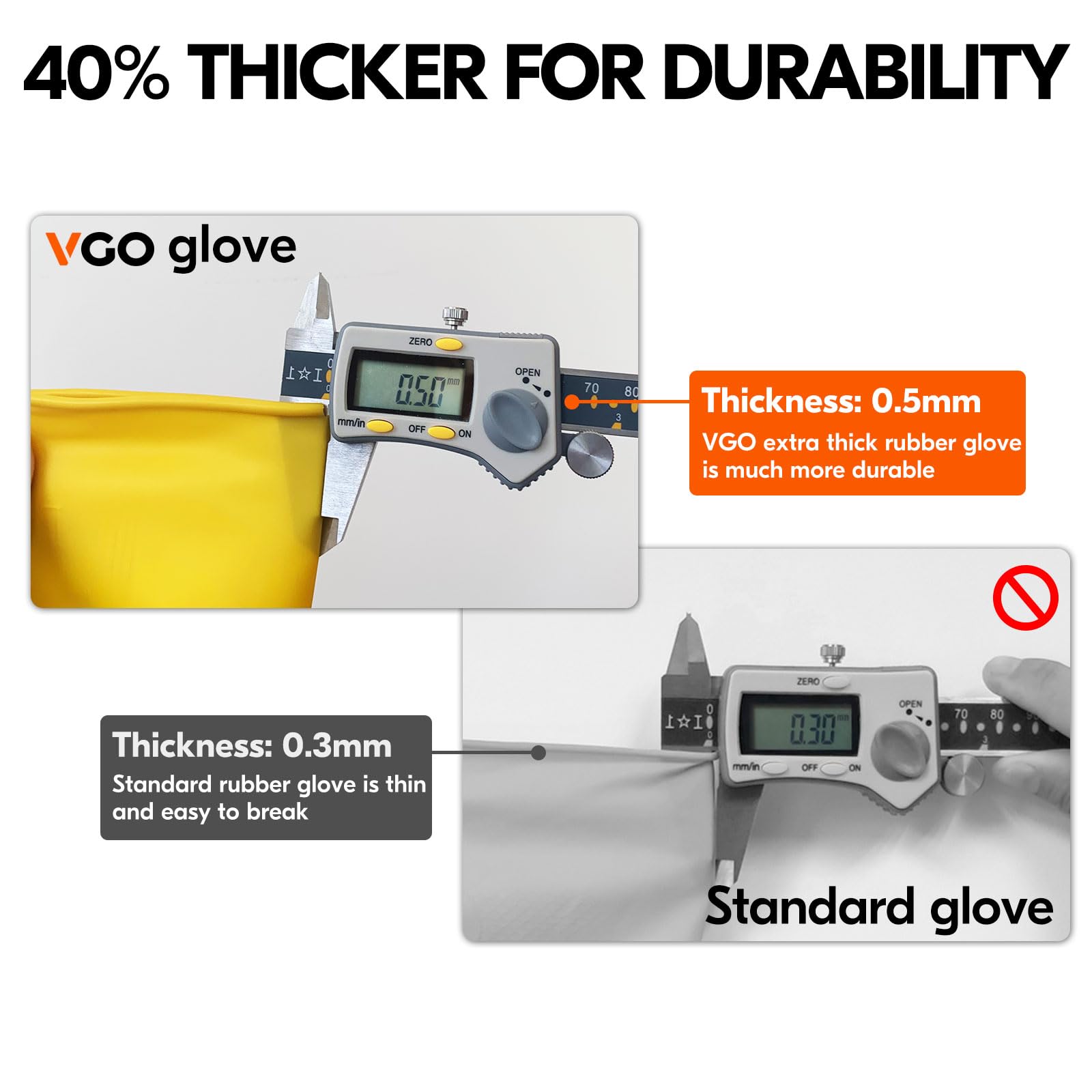 Vgo... 10-Pairs Reusable Household Gloves, Rubber Dishwashing gloves, Extra Thickness, Long Sleeves, Kitchen Cleaning, Working, Painting, Gardening