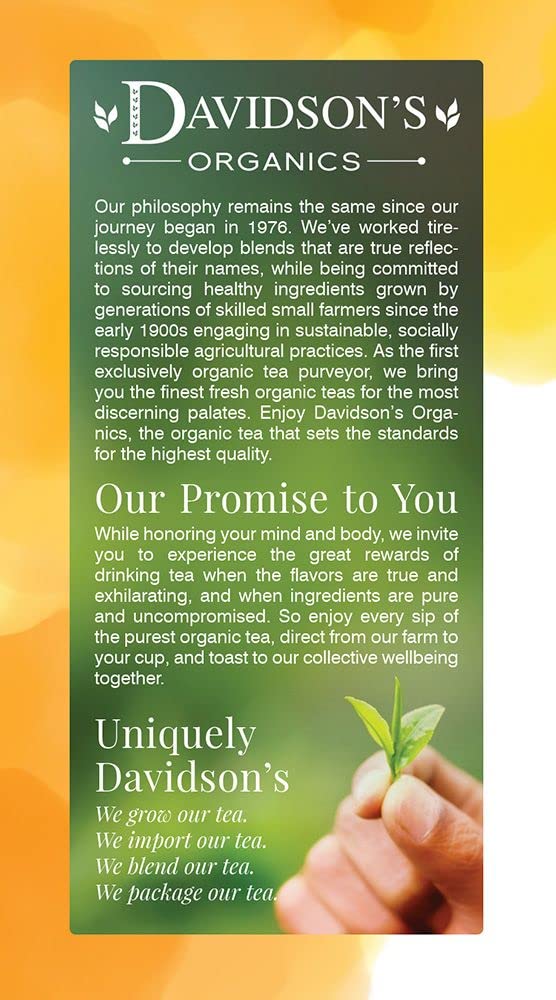 Davidson's Organics, Coconut Vanilla, 25-count Tea Bags, Pack of 6