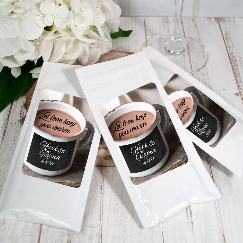 12ct Personalized Winter Wedding Favors Hot Chocolate Packets 1oz Drink Mix Single Serving Cocoa Packets (12 Count)