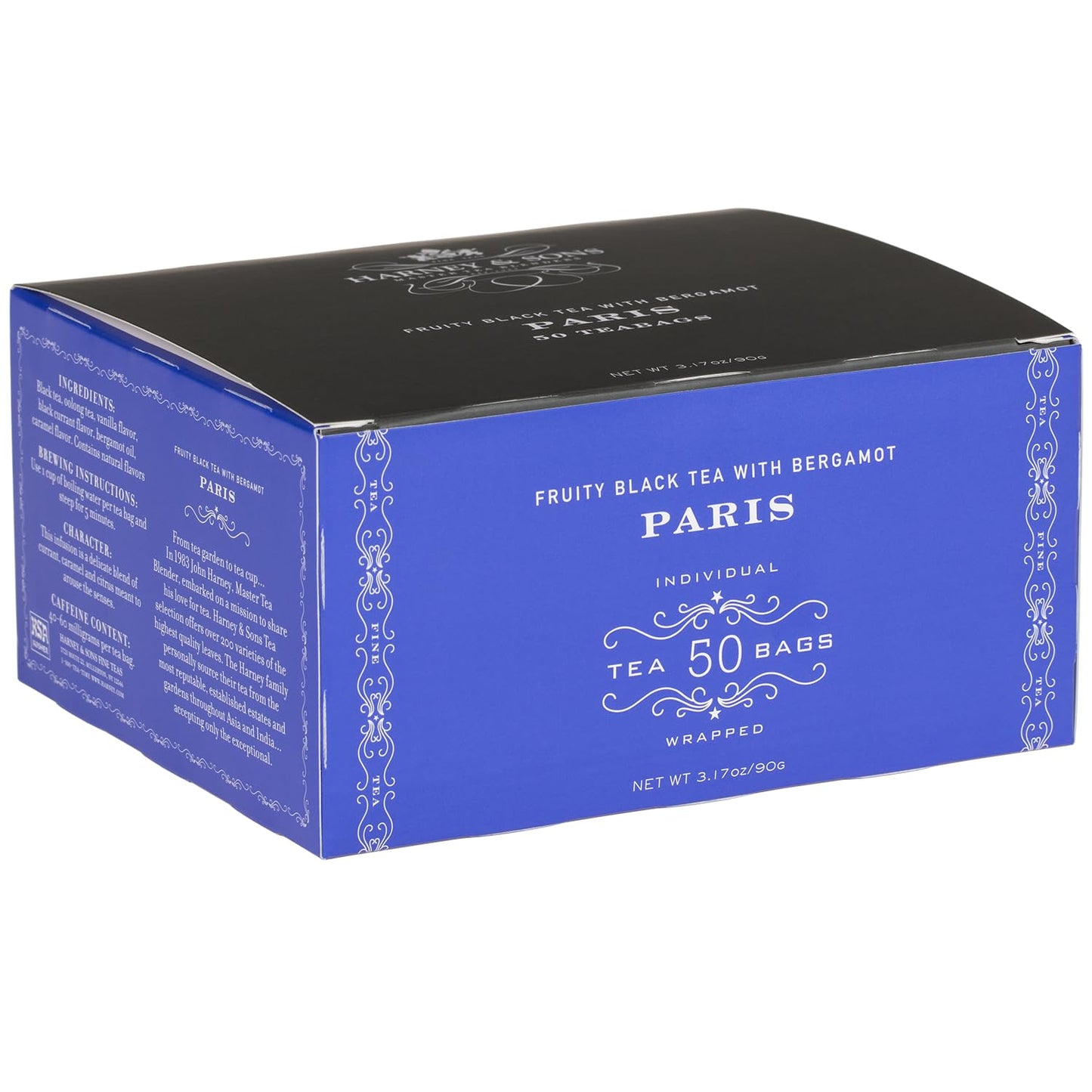 Harney & Sons Paris Black Tea | 50 Tea Bags | Fruity Vanilla & Caramel Blend with Hint of Lemony Bergamot