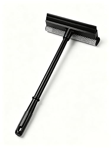 2 in1 Window Squeegee for Car, Window Cleaning Tool with 16inch Long Handle,Sponge Car Window Squeegee for Gas Station, Glass,Shower,Outdoor High