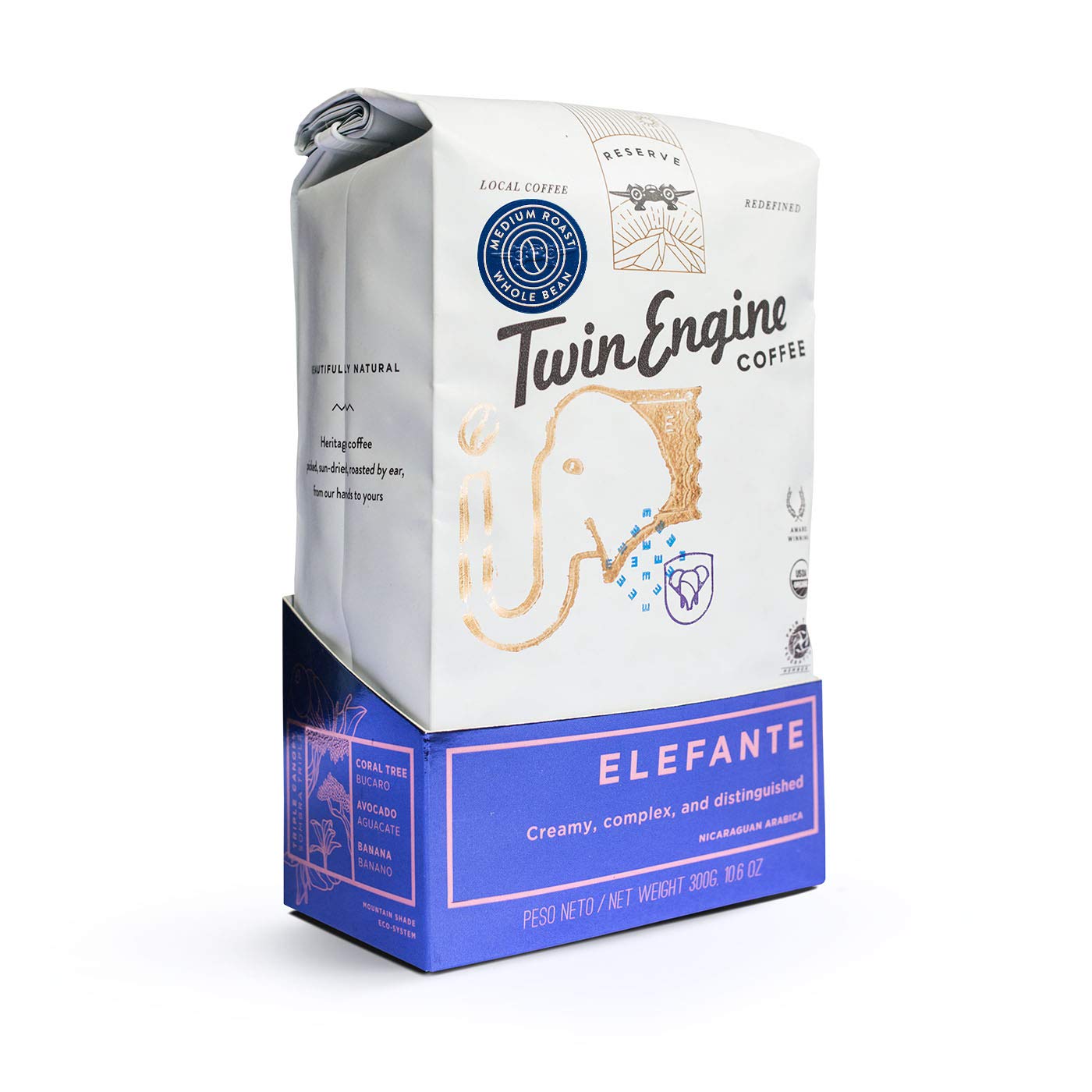 Twin Engine Coffee, ELEFANTE RESERVE Limited Edition, Whole Bean, Nicaragua's Coffee, 300g 10.6oz.