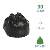 Stout by Envision 30 Gallon Heavy Duty Total Recycled Content (TRC) Trash Bags, X-Heavy 1.3 Mil Plastic, 30% PCM, 100 Bags, 30"x39" (T3039B13)