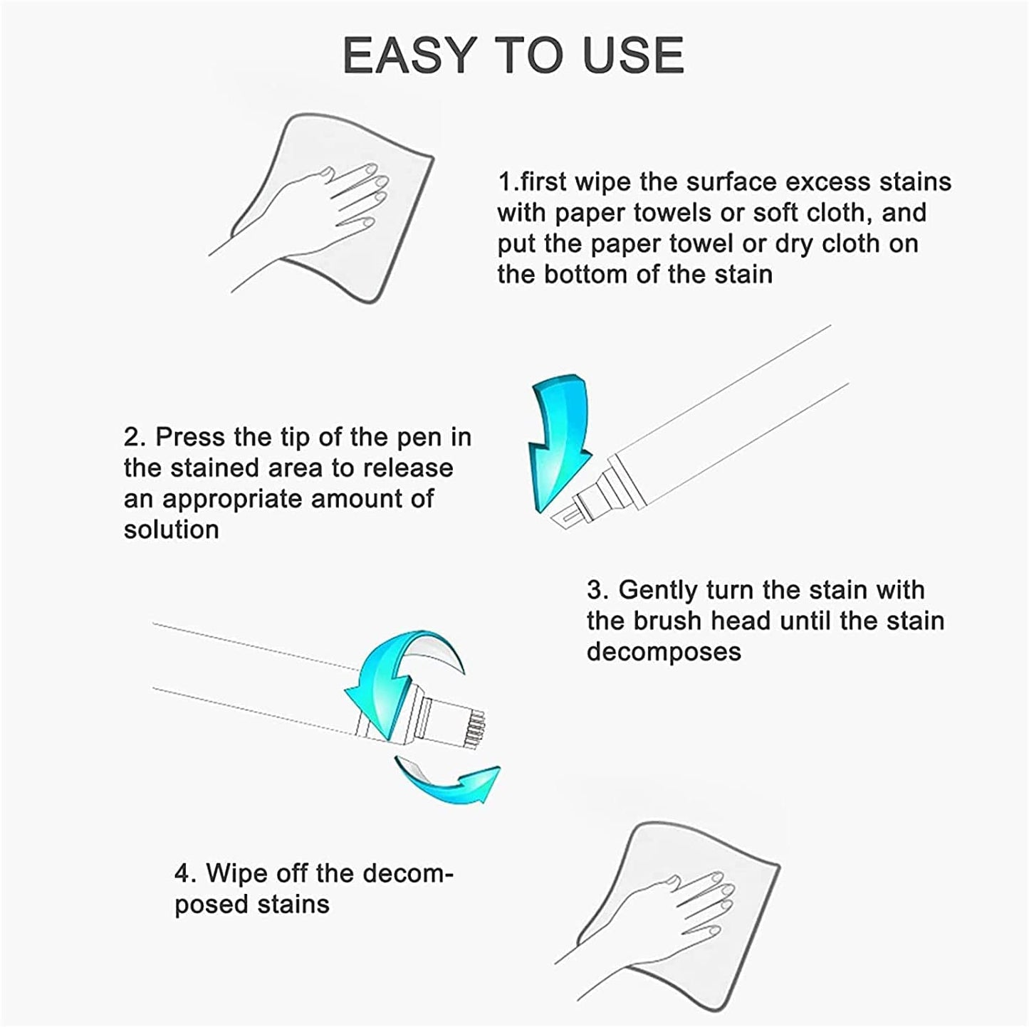 3PCS Bleach Pen for Clothing - Portable Bleach Pen for Clothing Stain Removal, Small But Powerful, Grease Stain Remover Wash Free Laundry Clean Pen