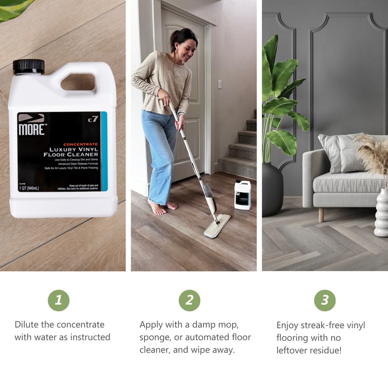 MORE Luxury Vinyl Floor Cleaner - Water-Based Surface Care Concentrate - For Kitchen and Bathroom Floors - Daily No-Rinse Cleaner - Unscented - pH