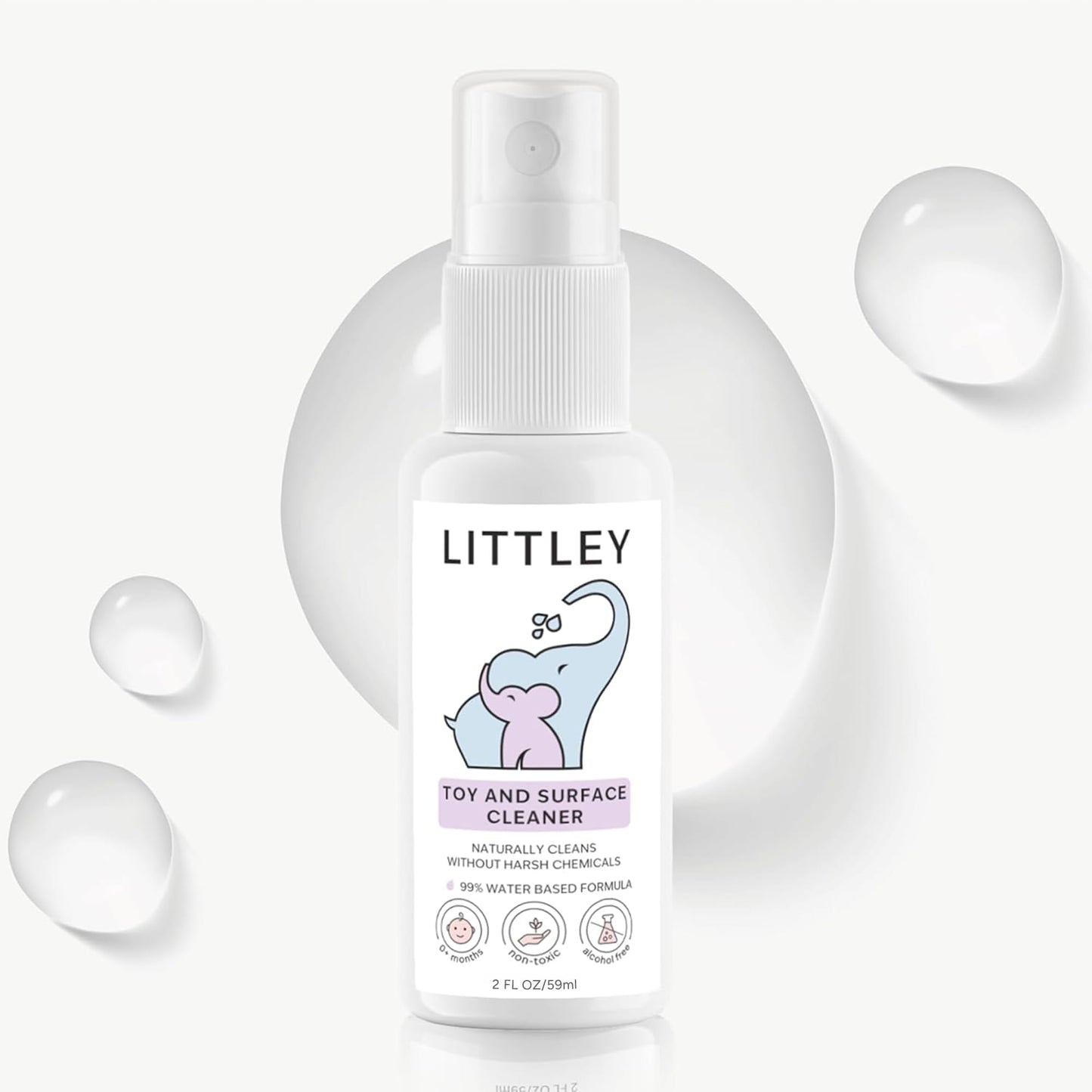 Littley Toy & Surface Cleaner | Alcohol-Free HOCl Spray for Baby Toys & High-Touch Surfaces | Fragrance-Free Formula | Gentle Cleaning for Everyday