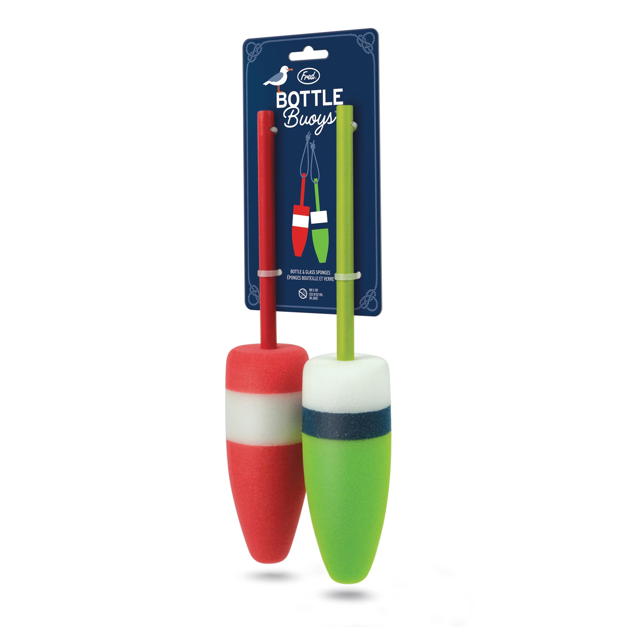 Genuine Fred Bottle Buoys Lobster Buoy Bottle Brush Long-Handle Sponges, Set of 2, Fun and Unique Nautical Design, Gift-Ready Packaging