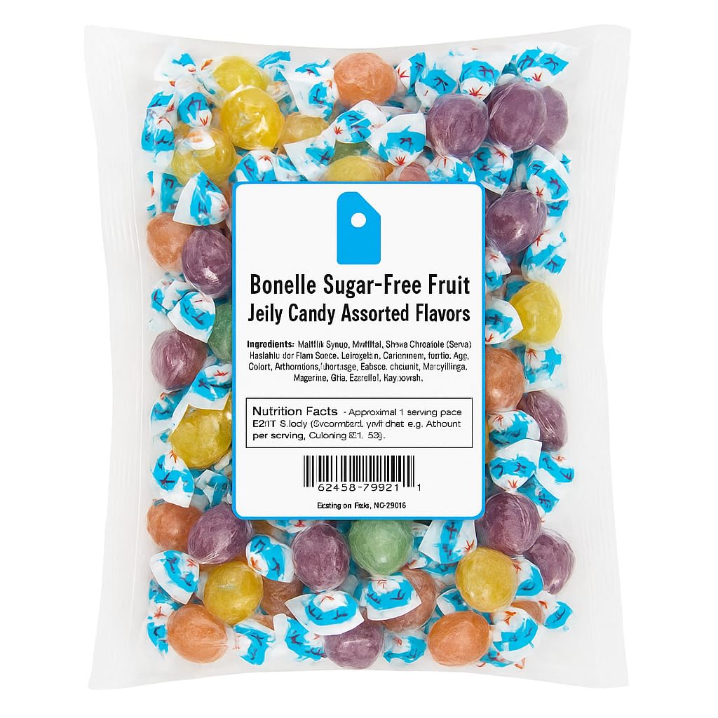Sugar?Free Fruit Jelly Candy - Bulk 2.2 lb Bag, Assorted Fruit-Flavored Soft Chews, Low?Sugar/Diabetic?Friendly Treat, Individually Wrapped