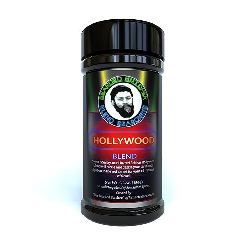 Bearded Butchers Hollywood Blend Seasoning, 5.5 oz Shaker - Sweet & Sultry with Cane Sugar & Molasses, Perfect for Pork Ribs, Pulled Pork, Brisket
