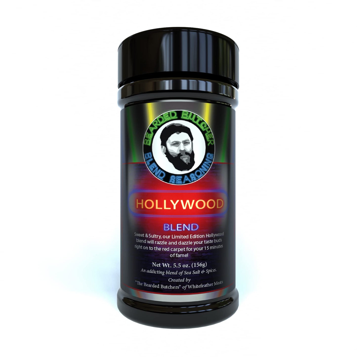 Bearded Butchers Hollywood Blend Seasoning, 5.5 oz Shaker - Sweet & Sultry with Cane Sugar & Molasses, Perfect for Pork Ribs, Pulled Pork, Brisket