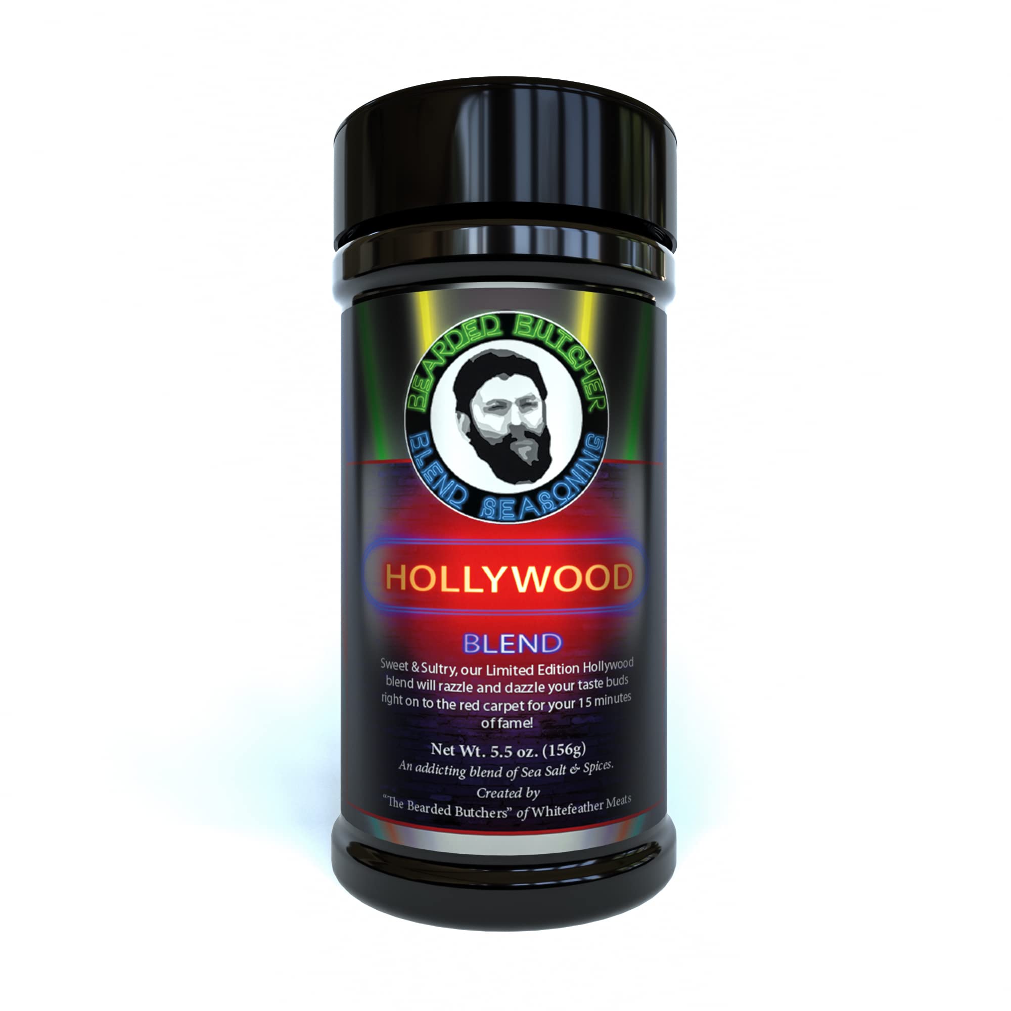 Bearded Butchers Hollywood Blend Seasoning, 5.5 oz Shaker - Sweet & Sultry with Cane Sugar & Molasses, Perfect for Pork Ribs, Pulled Pork, Brisket