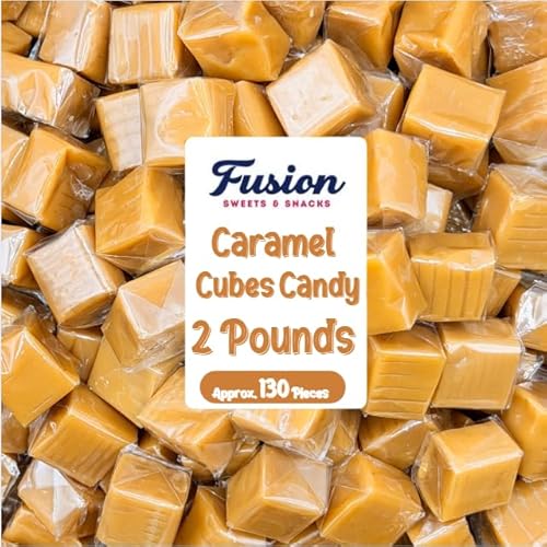 Caramel Cubes Candy - 2 Pound Bulk Bag, Individually Wrapped - Vanilla Caramel Candy Soft Classic Chewy Candy, For Baking, Holidays, Snacking Or Any