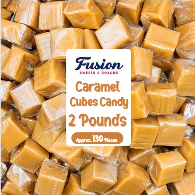 Caramel Cubes Candy - 2 Pound Bulk Bag, Individually Wrapped - Vanilla Caramel Candy Soft Classic Chewy Candy, For Baking, Holidays, Snacking Or Any