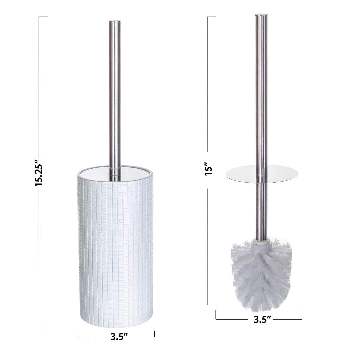 Creative Scents Estella White Toilet Brush Set - Decorative Bathroom Toilet Bowl Brush and Holder - Ventilated Toilet Cleaner Brush with Strong
