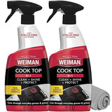 Weiman 2-Pack Cooktop Cleaning Spray & Microfiber Cloth - Cooktop & Oven Cleaner for Streak & Residue Free - Non-Abrasive Degreaser Safe for Glass