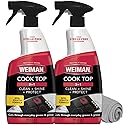 Weiman 2-Pack Cooktop Cleaning Spray & Microfiber Cloth - Cooktop & Oven Cleaner for Streak & Residue Free - Non-Abrasive Degreaser Safe for Glass