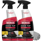 Weiman 2-Pack Cooktop Cleaning Spray & Microfiber Cloth - Cooktop & Oven Cleaner for Streak & Residue Free - Non-Abrasive Degreaser Safe for Glass