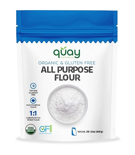 Quay Naturals Organic Gluten Free All Purpose Baking Flour - 2 lbs, No Grit, 1:1 Wheat Substitution, Dairy Free, Non-GMO, Kosher, Made in USA