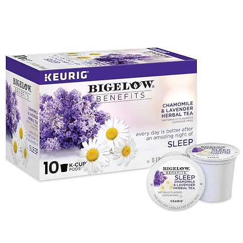 Bigelow Tea Benefits, Sleep Chamomile and Lavender Herbal Tea Keurig K-Cup Pods, Box of 10, Caffeine Free