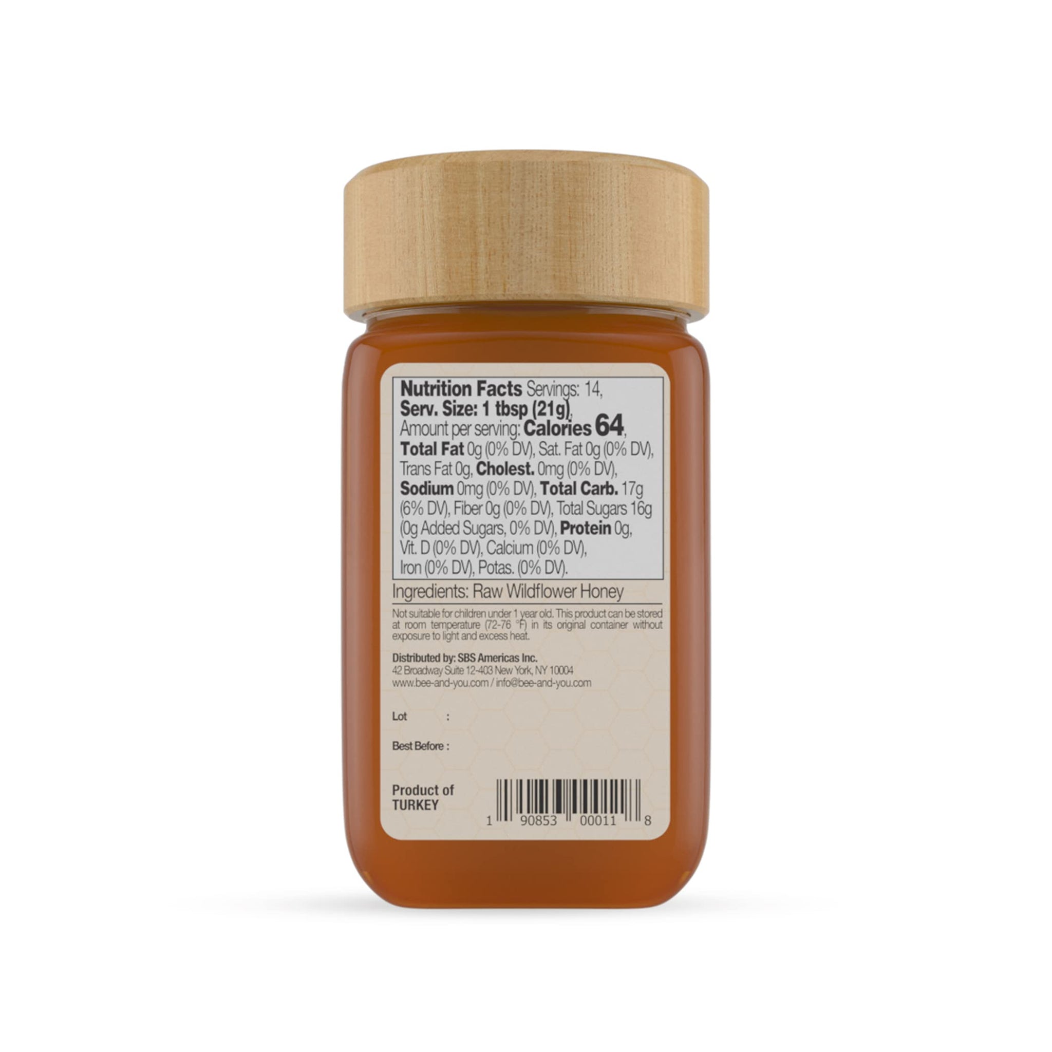 Bee and You Raw Wildflower Honey, 100% Natural, Wildcrafted, Polyflora and Unprocessed, Active Enzymes, Antioxidants, OU Kosher, Paleo, Gluten-Free