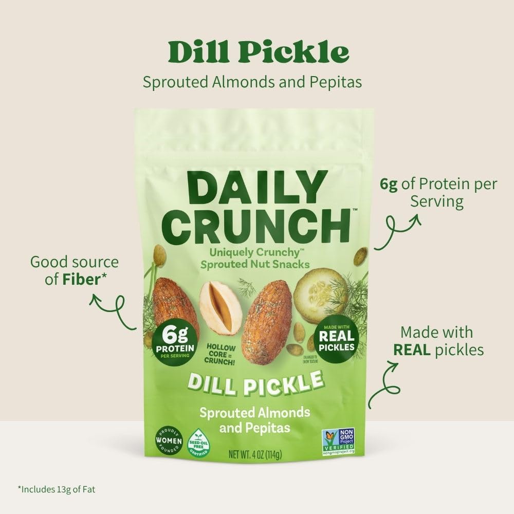 Daily Crunch, Almonds Pepitas Sprouted Dill Pickle, 4 Ounce