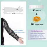 JIUBROLAM 50 Pcs Disposable Long Gloves Full Arm Shoulder Length 35.5 Inch Plastic Dressing Gutting Gloves for Field Dressing House Cleaning Gardening
